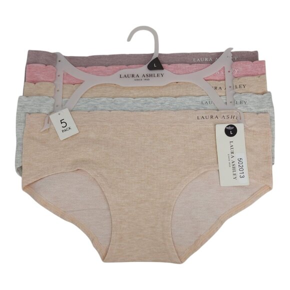 Laura Ashley Womens Large 5-Pack Ribbed Briefs Panties Soft Stretch Fabric Rayon - Picture 1 of 10